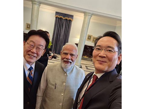 Selfie diplomacy: Samsung Chairman Lee Jae-yong showcases 'Made in India' Flip7 with PM Modi, President Lee Jae-myung