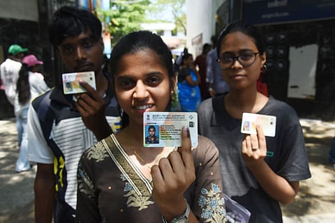 First-time voters at Saidapet Government High School