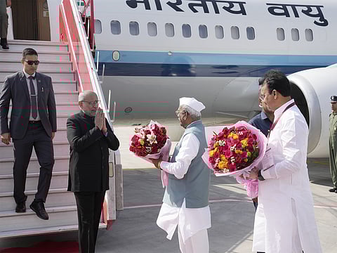 Vice-President C P Radhakrishnan arrives in Jaipur for Rajasthan University convocation, 23rd Cancer Survivors' Day program