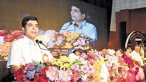 HRD Secretary Kona Sashidhar takes part in the Andhra University Foundation Day celebrations in Vizag on Sunday.