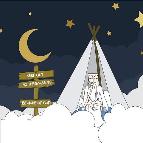 The back cover of Lanka's debut comic book God is Sick