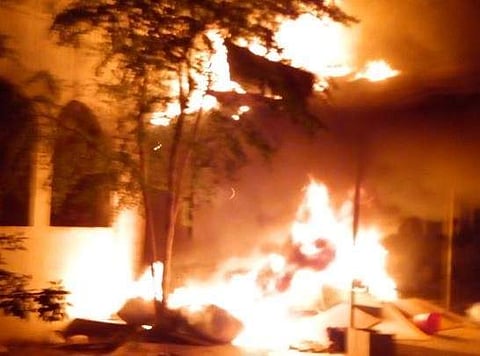 Sathyabama University Campus set on fire by students
