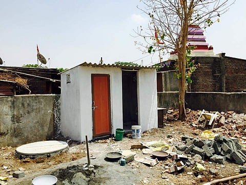 Toilet made using P-blocks manufactured by Binish's company