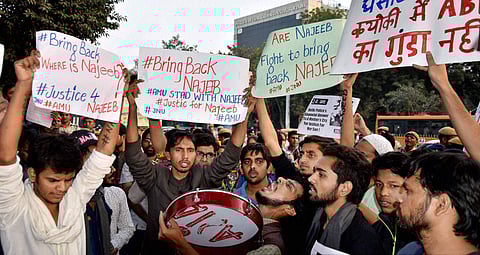 JNU students have been holding protests to force the government to find Najeeb, which it has failed to do