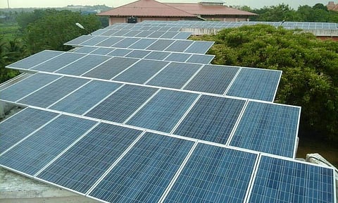 Solar panels at Sree Sankaracharya Sanskrit University, Kalady