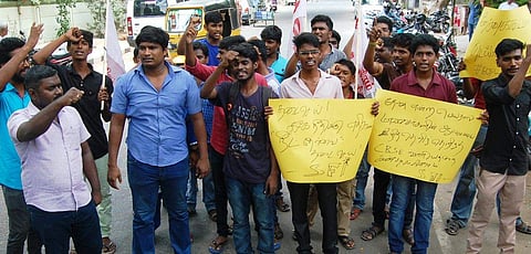 Students' Federation of India staged a protest outside CBSE office for NEET