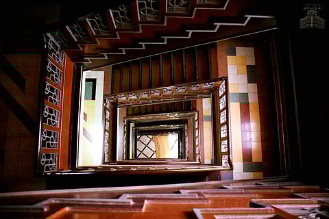 An Art Deco-style staircase at Court View Building, Mumbai