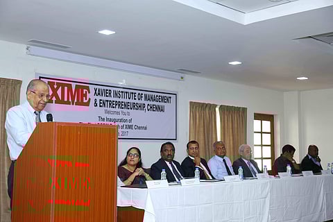 Prof J Philip at the inauguration of XIME in Chennai