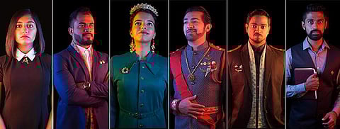 The entire cast and crew of the play includes 30 members