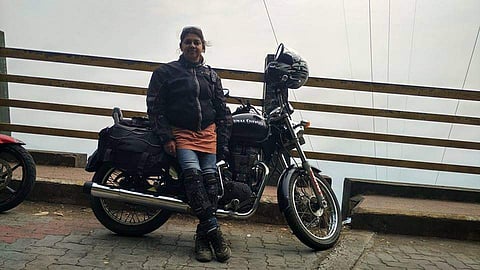 Mini owns and rides a Royal Enfield Bullet 350