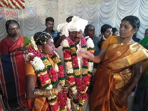 Kowsalya and Madhusudanan at the wedding | Pic: Facebook/Amal Pullarkkat