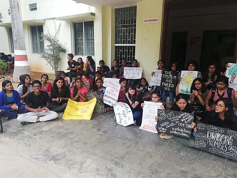 The decision to start the hunger strike was taken at a meeting called since the administration did not establish contact with the students. (Pic: Bibin Sam Thomas)