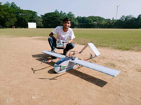 Rohit Dey with his drone 'Humming Bird' (Pic: Rohit Dey)