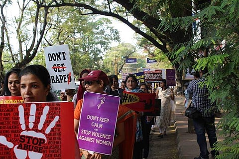 The march began in the grounds of the Maharaja's College