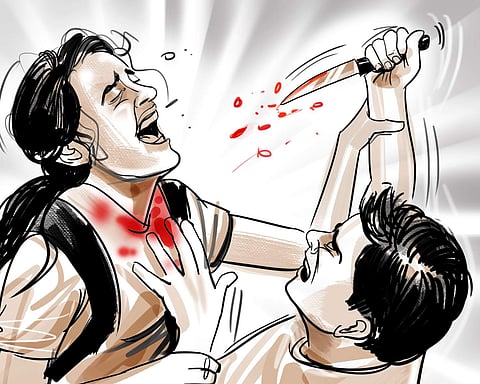 Ramya, 22 (name changed), pursuing MSc mathematics at a private college in the city, suffered six cut injuries | Illustration: Amir Bandre