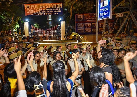 JNU students stayed nights outside the station to demand Johri's arrest