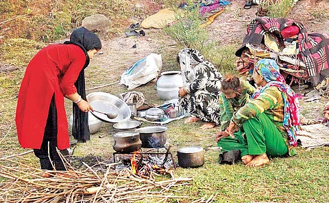The nomadic Bakarwal family of the Kathua gang-rape victim, camped for the day near Udhampur, on Sunday | Mir Imran | EPS)