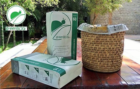 GreenBUG is a uniquely designed eco-friendly dustbin liner. It is an alternative to plastic liners