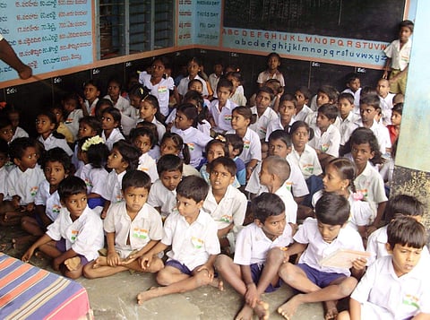 The students of the school are studying with almost no basic infrastructure available
