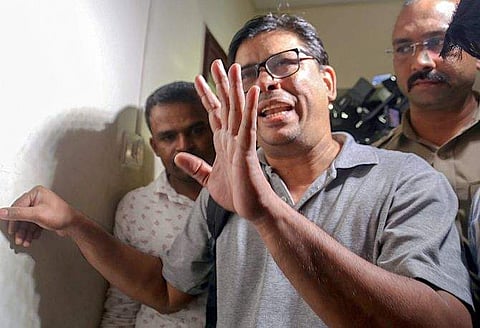 Arun Ferreira, a human rights activist and lawyer, after he was arrested by the Pune police in connection with Bhima Koregaon violence case