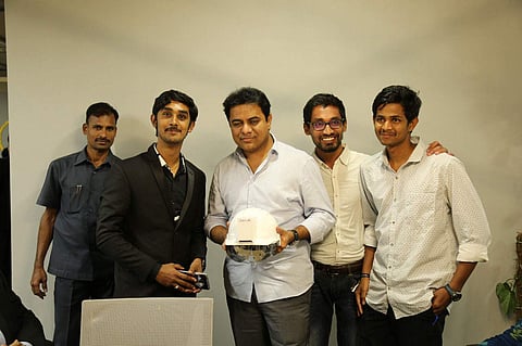 The members of Jarsh Innovations with KT Rama Rao, Telangana IT Minister