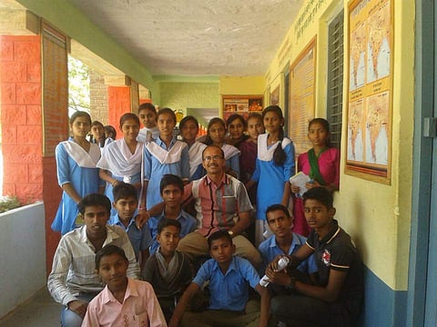 Joshi with his students (pic: Facebook/ ABVP)