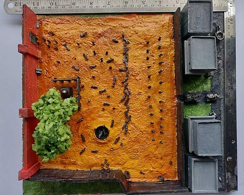 The top view of Jallianwala Bagh replica created by the artists (Pic: Prashaanth)