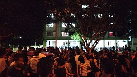 The protest that took place on October 10, 2019 at Pondicherry University (Pic: PU student)