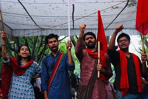 The current JNUSU cabinet members during their campaign trail