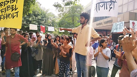 Jamia students during their protest