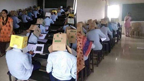 The students write their exams (Pic: ANI)