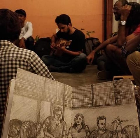 Sreeram started busking at the Calicut Flea Market with a friend