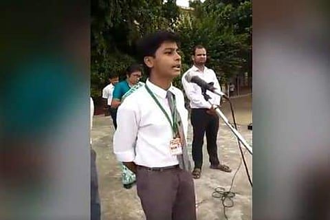 Ayush delivering his speech