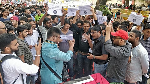 The students protest at Jantar Mantar (Pic: Sourced)