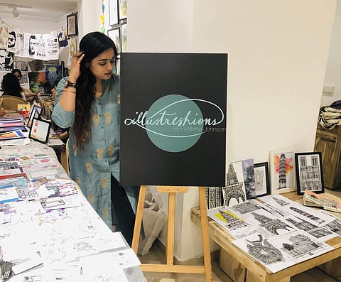 Reshma exhibiting her works at a flea market (Pic: Reshma Johnson)