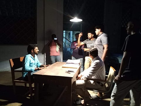 Siva Raj caught in action.