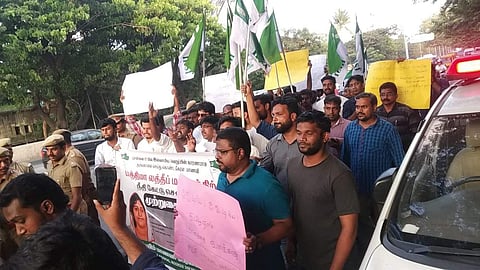 Protesting calling for justice outside IIT Madras | Twitter