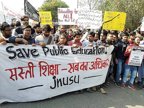 JNU students' protest march to Parliament| Pic: JNUSU