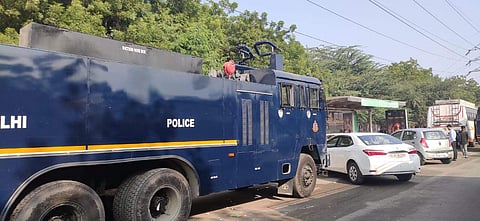 Water cannons all set to tackle the protesting students (Pic: JNUSU)