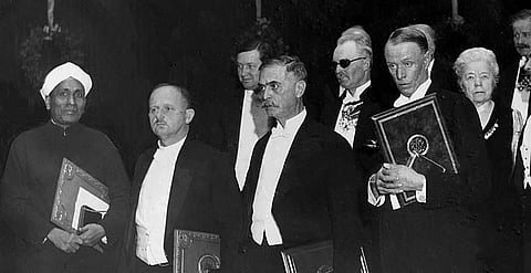 Sir C V Raman during the Nobel Prize Ceremony in 1930 (Pic: Wikimedia Commons)