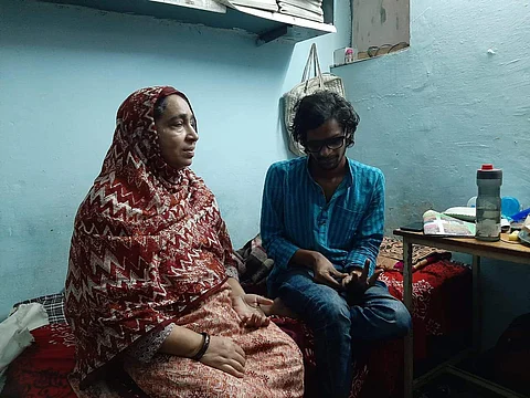 Ammi in conversation with Shashibhushan Pandey (Pic: JNUSU)