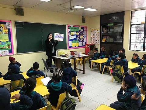 Students along with their teacher in a classroom (Pic: XSEED)