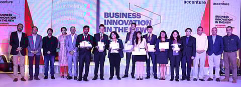 Accenture B-School Challenge winners with jury members