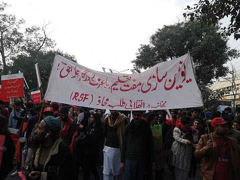 A snap from the protest march