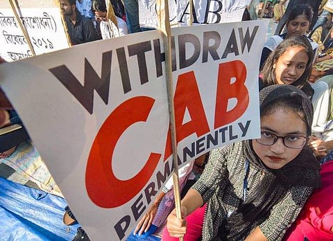 Students protesting against the CAB in Guwahati (Pic: PTI)