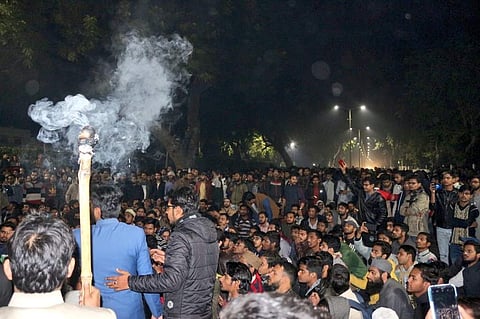 The students on protest last night