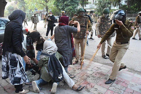 Students being lathicharged by police