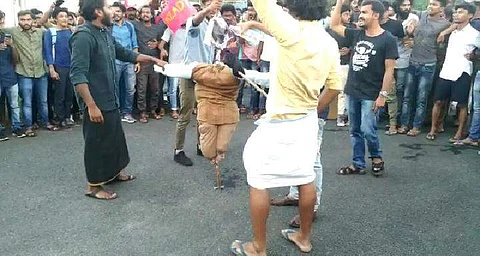 A snap from the protest