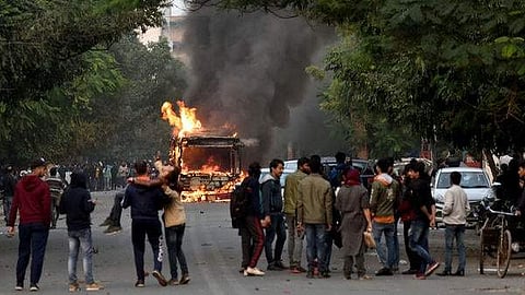 Buses were burnt. While students blamed the police, the officials put the blame back on protestors (Pic: Google)