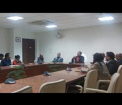 The meeting between Raghavendra and the top officials including the VC